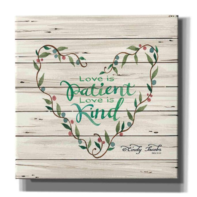 Love Is Patient Heart Wreath By Cindy Jacobs, Canvas Wall Art