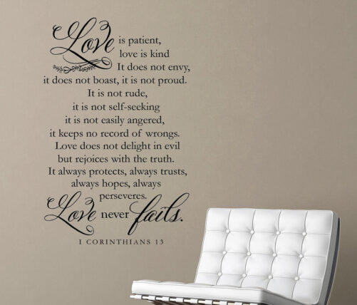 Love Is Patient, Love Kind, 1 Corinthians 13 Wall Decal, Christian Decor, Scripture Verse Chapter Of Bible
