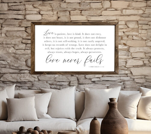 Love Is Patient Love Kind | Scripture Wall Decor Living Room Wood Framed Signs 1 Corinthians
