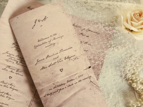 Love Letter Vintage Printed Wedding Programs. Mr. Darcy's Handwritten