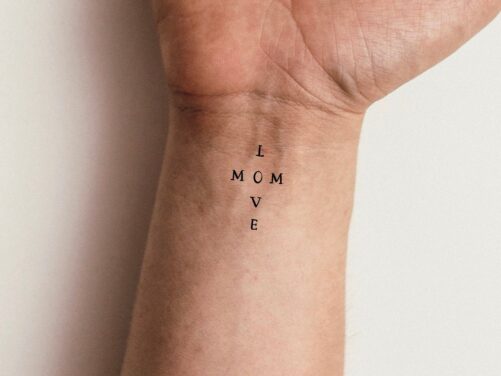 Love Mom Cross Temporary Tattoo