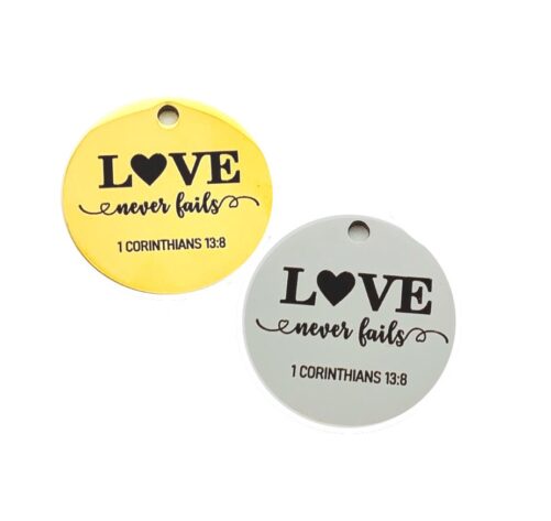 Love Never Fails Charm | 1 Corinthians Stainless Steel Charms Jewelry Tags For Beaded Bracelets Bangle Attachments Bible