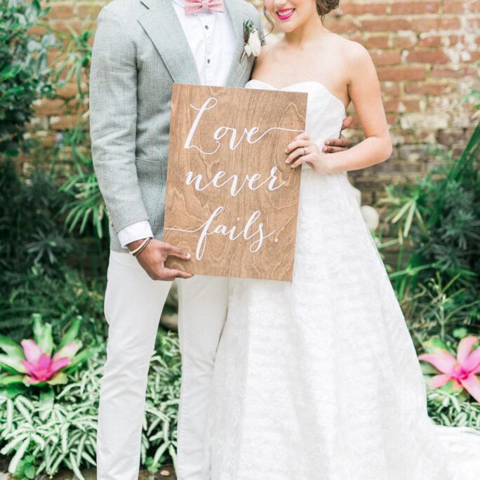 Love Never Fails - Corinthians Sign Wooden Wedding Signs Wood -Nc