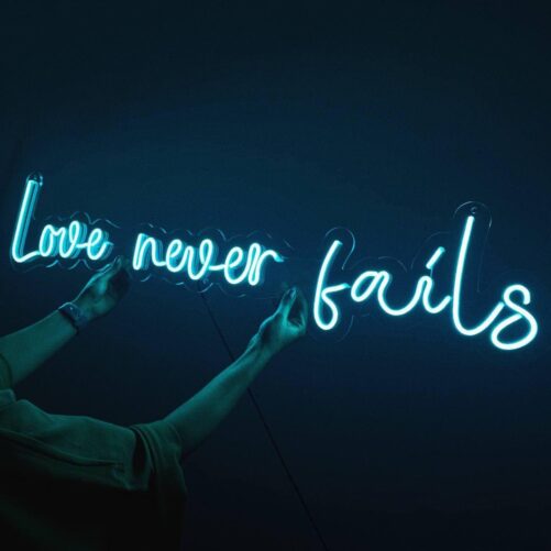 Love Never Fails Led Neon Sign, Acrylic Wedding Ceremony Sign For Arch, Engagement Or Valentines Day - Choose Your Size, Color