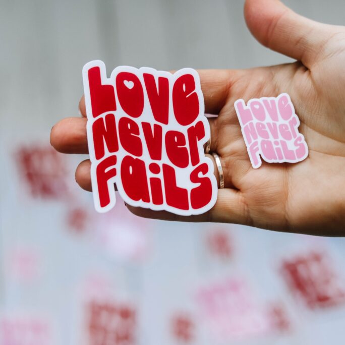 Love Never Fails Retro Font Sticker