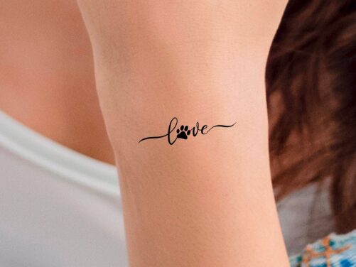 Love Paw Print Temporary Tattoo