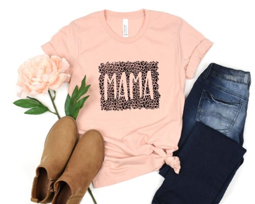 Mama Shirt, Mom Leopard Gift For Mom, Her, Mothers Day, Life Tshirt, T-Shirt, Pattern Mother Shirt