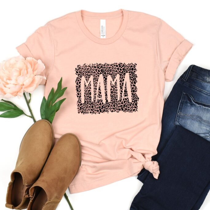 Mama Shirt, Mom Leopard Gift For Mom, Her, Mothers Day, Life Tshirt, T-Shirt, Pattern Mother Shirt