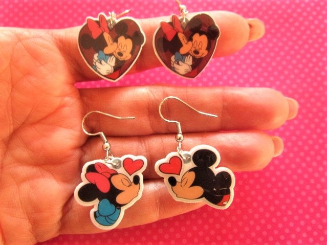 Mickey Minnie Mouse Heart Love Earrings
