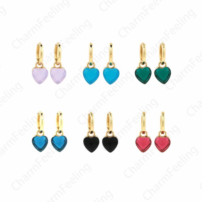 Micropavé Cz Love Earrings, Love Earrings, 18K Gold Filled Heart Dainty Earrings, Round Earrings, Diy Jewelry Supplies, 24x9mm