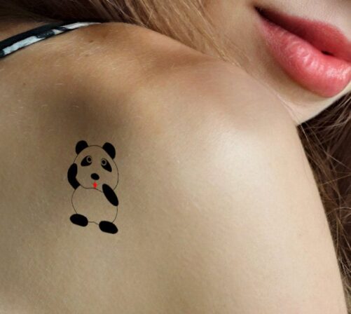 Panda Temporary Tattoo in Black & Red. Pandas Teach Us To Love Enjoy Our Me-Time