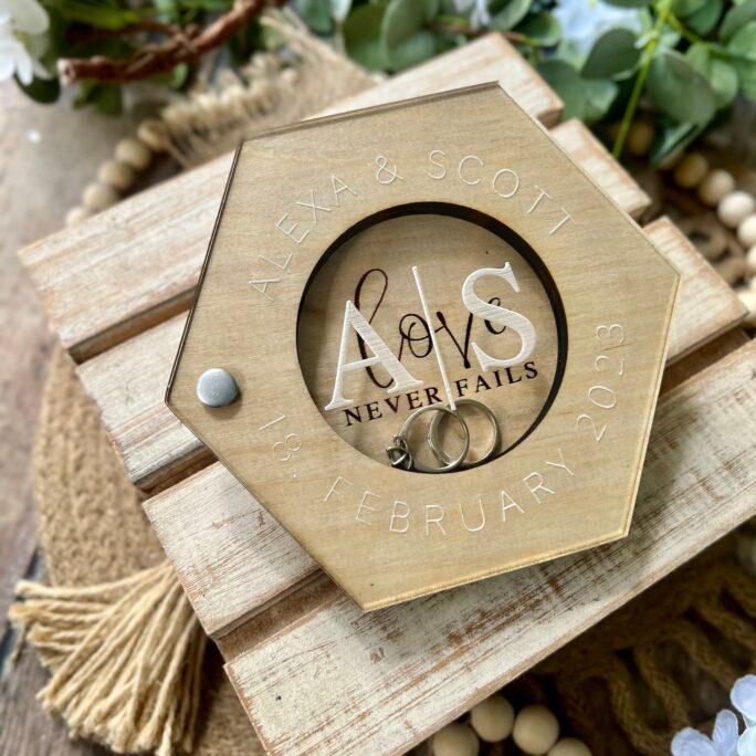 Personalized Ring Bearer Box, Wood Ring Wedding Keepsake Personalized Gift, Decor