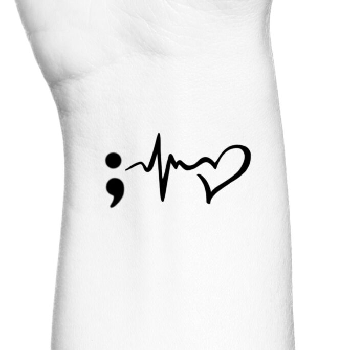 Semicolon Faith Hope Love Temporary Tattoo - Your Story Isn't Over Yet Awareness