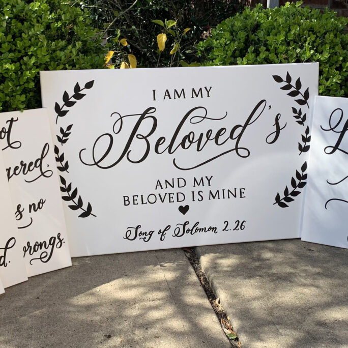 Set Of 6 Wedding Aisle Signs, 1 Corinthians 13 Love Is Patient, Kind, Hand Painted Signage