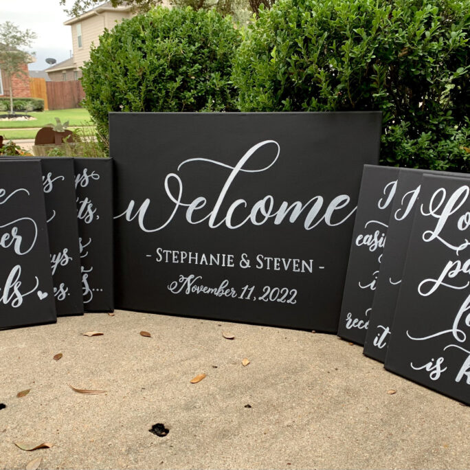 Set Of 6 Wedding Aisle Signs, 1 Corinthians 13 Love Is Patient, Kind, Hand Painted Signage, Signs