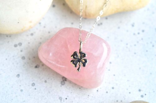 Silver Clover Pendant, Sterling Silver Necklace, Tiny Dainty But Thick Four Leaf Pendant Necklace