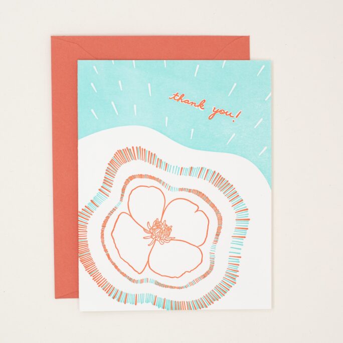 Thank You Poppy Letterpress Cards - Wedding Card Bridal Shower