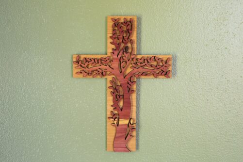 Tree Cross, Wall Hanging Wood Decorative Religious Gift, Christian Cross Decor, Wooden