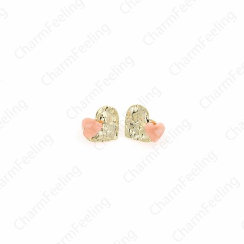 1 Pair, 18K Gold Filled Heart Earrings, Micropavé Cz Love Earrings, Enamel Pierced Diy Jewelry Accessories, 19.5x17mm