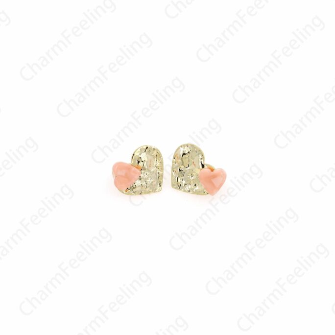 1 Pair, 18K Gold Filled Heart Earrings, Micropavé Cz Love Earrings, Enamel Pierced Diy Jewelry Accessories, 19.5x17mm