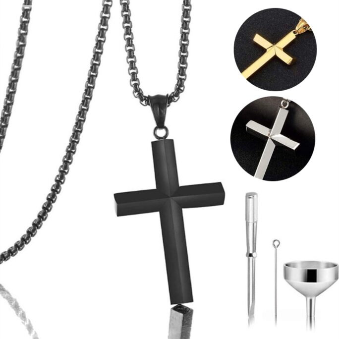 Cross Urn Necklace For Ashes 925 Sterling Silver Religious Cremation Pendant Jewelry Faith Hope Love Gifts Men Women