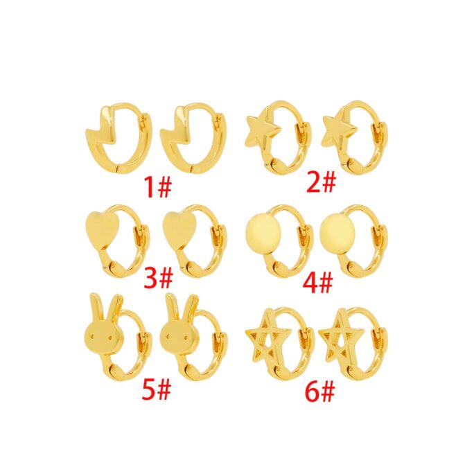Earrings, 18K Gold Filled Star Earrings, Love Earrings, Lightning Earrings, Polaris Flower Earrings, Bunny Ball Earrings