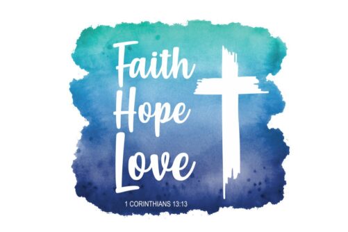 Faith Hope Love Cross 100% Cotton Fabric Panel Square - Small Sewing Quilting Block C419