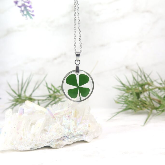 Four Leaf Clover Necklace - Shamrock Lucky Charm St. Patricks Gift For Women