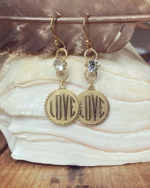 Love Earrings, Rhinestone Earrings