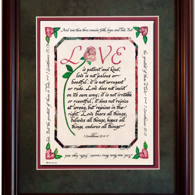 Love Is Patient & Kind Custom Framed Scripture Picture