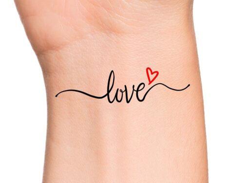 Love Red Heart Temporary Tattoo