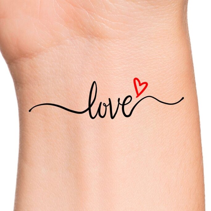 Love Red Heart Temporary Tattoo