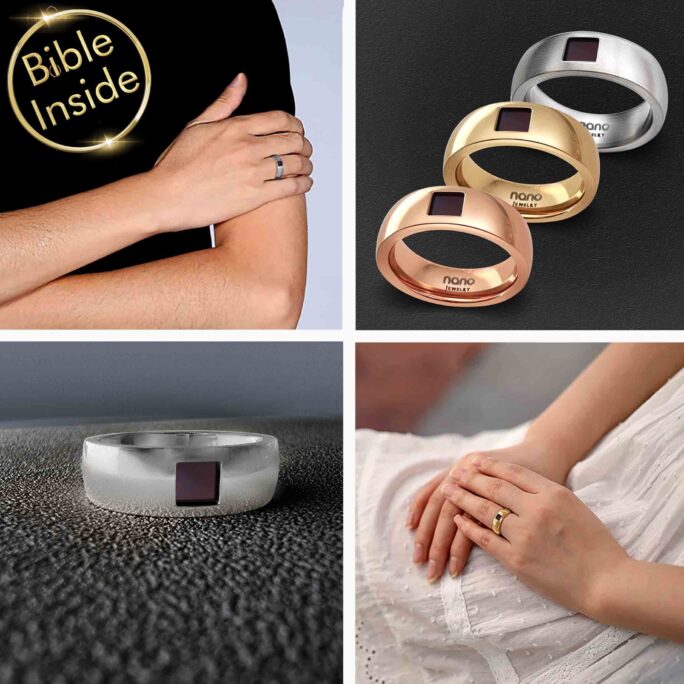 Nano Bible Band Ring, Minimalist Plain Jewelry, Christian Dome New Testament Women Jewelry