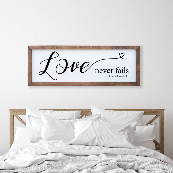 Scripture Wood Sign | Love Never Fails Wedding Gift Jw 1 Corinthians 138 Wall Art