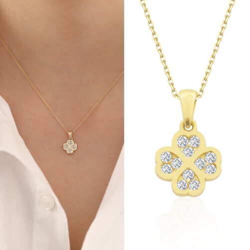 14K Gold Four Leaf Clover Necklace | Dainty Jewelry For Good Luck, Plesant Birthday Gift, Spiritual Handmade Necklace, Gift Her