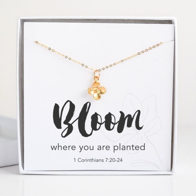 Bloom Where You Are Planted Scripture Necklace, Verse 1 Corinthians 720 Bible Gift, Religious Gifts For Women Girls Teens