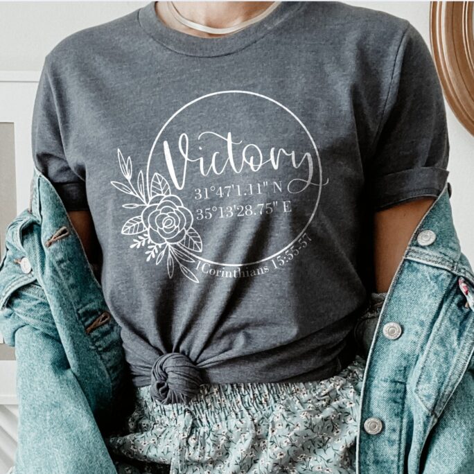 Christian Easter Shirt, Victory Garden Tomb Coordinates Tee, Oh in Jesus Apparel
