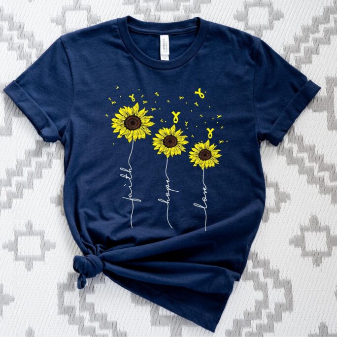 Faith Hope Love Shirt, Christian Woman Yellow Sunflower Tee, Believe Flower T-Shirt, Mother's Day Gift Shirt