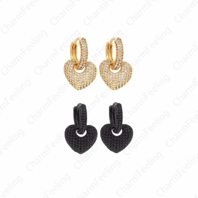 Gift For Her, Micropavé Cz Love Earrings, Hoop, 18K Gold Filled Heart Diy Jewelry Accessories
