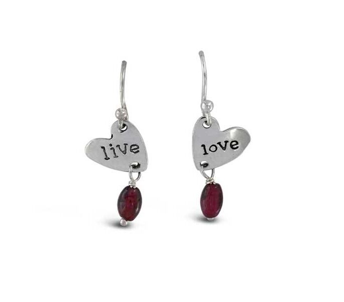 Live Love Earrings Sterling Silver, Far Fetched Earrings, Word Jewelry, Vintage Jewelry