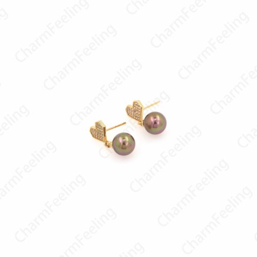 Love Earrings, Heart Pearl Earrings, 18K Gold Filled Earrings, Hoop Cutout Diy Jewelry Supplies, 20x9mm
