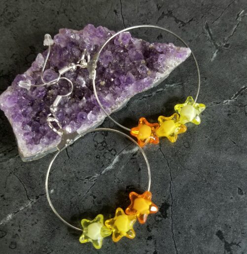 Yellow Orange Jelly Unisex Love Earrings Lightweight Free Shipping Mtcoffinz