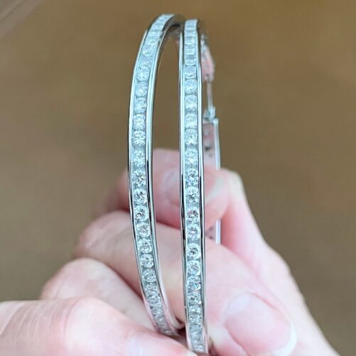 sterling Silver Cz Hoops Earrings, Round Promise Love Earrings