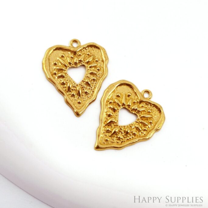 10Pcs Raw Brass Charms, Love Earring Pendants, Connectors, Findings, Necklace Pendant, Earrings Charm | Nzg496