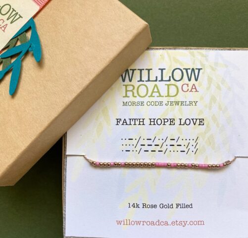 Faith Hope Love Morse Code Bracelet, Dainty Hidden Message Mantra Inspiring Jewelry Gifts For Her, Unique Gift Best Friend
