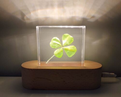 Rea Four Leaf Clover Resin Block, Night Light, Lucky Objet, Gift For Luck, Paperweight, Shamrock, Luck Charm, St. Patrick's Day