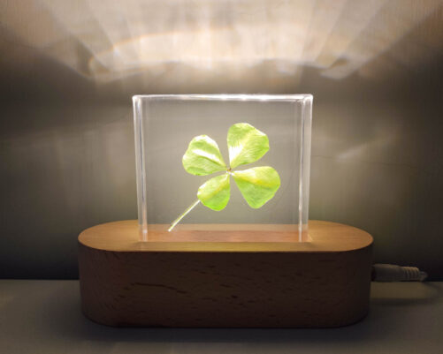 Rea Four Leaf Clover Resin Block, Night Light, Lucky Objet, Gift For Luck, Paperweight, Shamrock, Luck Charm, St. Patrick's Day