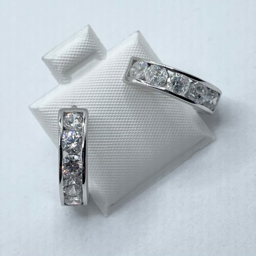 sterling Silver Cz Huggie Earrings, Cubic Zirconia Hoops Promise Love Earrings