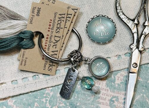 Nothing Can Separate Us From His Love ~ Thread Keep, Needle Minder Needlework Set Christian Cross Stitch Ring Pendant Magnet