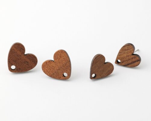 10Pcs - Heart Wood Earrings, Love Earrings Post, Ear Wire, Studs, Diy Jewelry Accessories Craft Supplies, Stud [Wd0005]